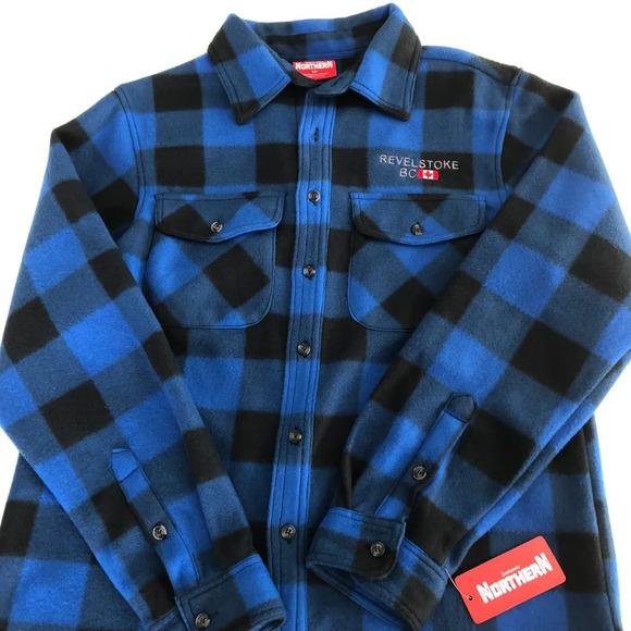 Northern Souvenirs Casual Button Down Polyester Check Jacket Blue Black Sz S NWT - Picture 3 of 12